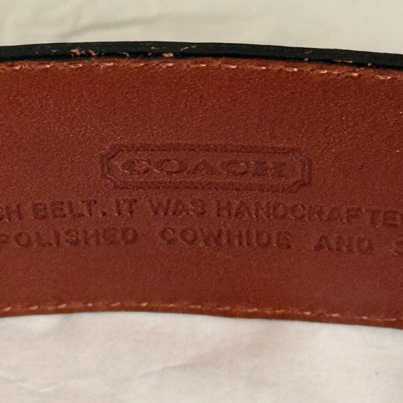 Vintage Coach Black and Brown Leather Dress Belt Brass Gold Buckle 8511 Medium